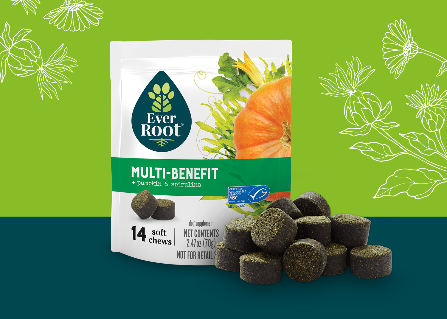 EverRoot Multi-benefit 14-day soft chew sample pack packaging